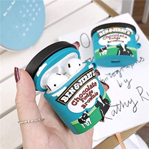 Derhom Airpods Silicone Case Funny Cute Cover Compatible for Apple Airpods 1&2[Beverage Can Series] (Benjerry Ice Cream) thumbnail 6