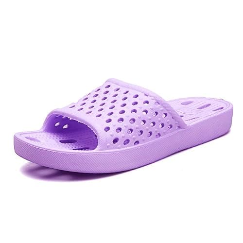 Xomiboe Shower Shoes Quick Drying Non-Slip Comfortable Men Women House Slippers - 6-7 Women/5-5.5 Men - Black thumbnail 9