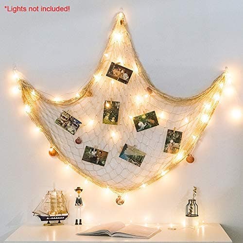 DGQ Photo Hanging Photo Display Frames 79 x 40inch DIY Picture Frames Collage Set Mediterranean Fishing Net Wall Decorations with 40 Clips for Hanging Photos, Prints and Artwork thumbnail 2