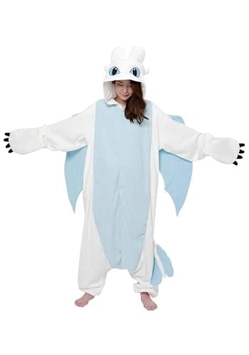 SAZAC Kigurumi - How to Train Your Dragon - Light Fury - Onesie Jumpsuit Halloween Costume - Image 1