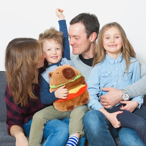 RHHSSE Hamburger Capybara Plush, Capybara Stuffed Animal - Cute Stuffed Animal with Stable Mood Vibe, Funny Food - Themed Companion for Kids & Adults (9.5 inch) thumbnail 7