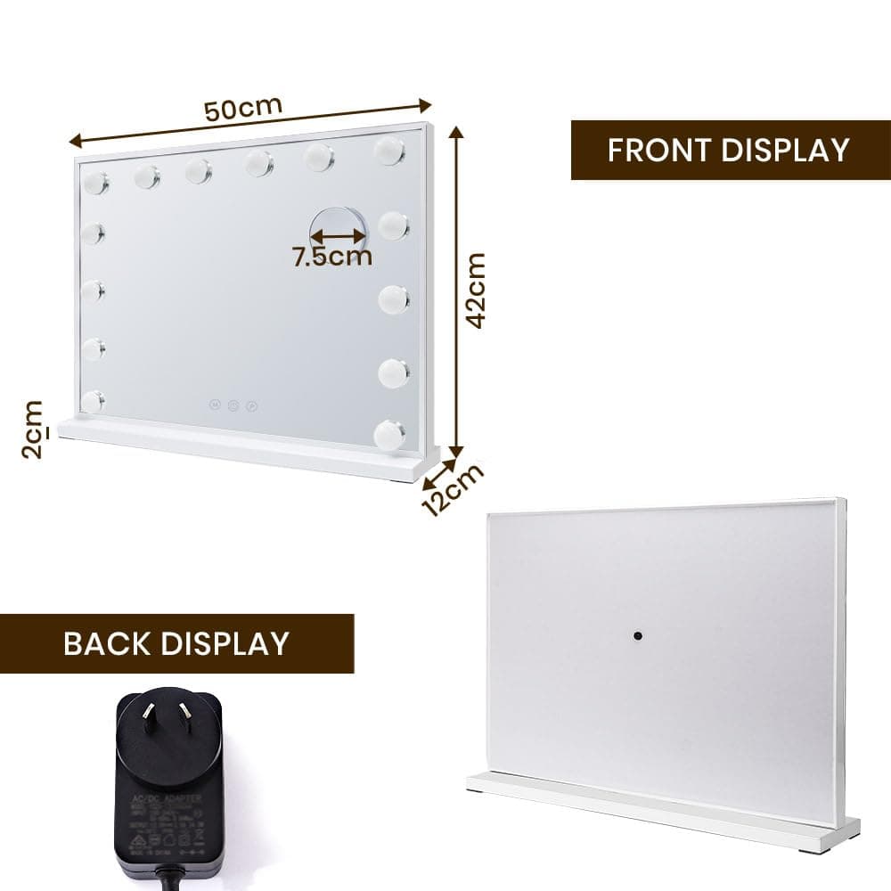 Simplus Vanity Makeup Mirror with Lights Hollywood LED Mirrors Stand Wall Mounted, Smart Touch Control Screen, 14 Dimmable LED Lights Stable Base White, 50x42cm - 50x42cm $89.99 thumbnail 7
