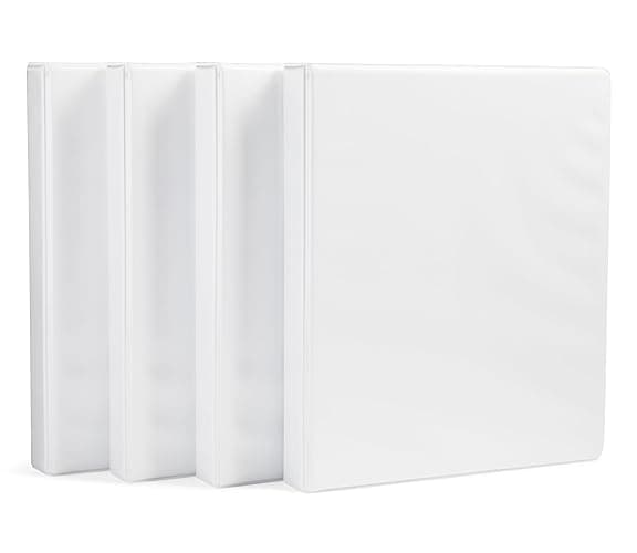 Amazon Basics 3-Ring Binder, 1-Inch - White, 4-Pack - Image 1