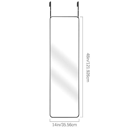 CIVENO Over The Door Mirror, 14" x 48" Full Length Mirror, Black Rectangular Door Hanging Mirror, Long Full Body Dressing Mirror with Hanging Bracket for Bedroom, Living Room, Dorm thumbnail 3