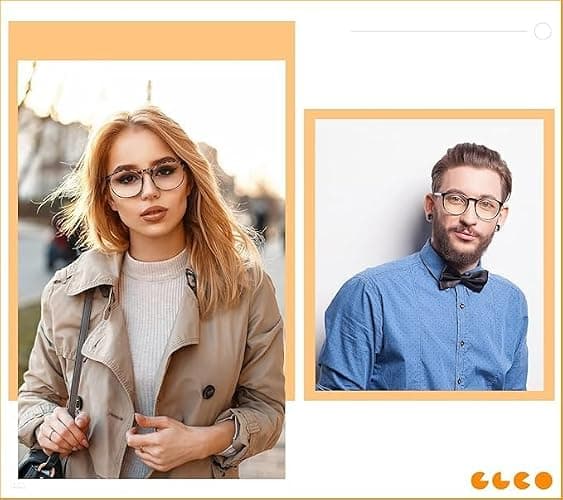 IBOANN Blue Light Blocking Glasses Women/Men, Round Fashion Retro Frame, Vintage Fake Eyeglasses with Clear Lens thumbnail 2