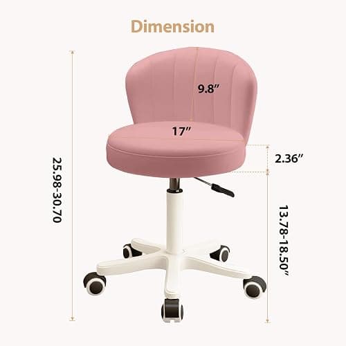 HDHNBA Small Desk Chair Round Rolling Chair with Back PU Leather Height Adjustable Swivel Vanity Work Computer Stool Chair for Home Office Bedroom, Set of 2 thumbnail 2