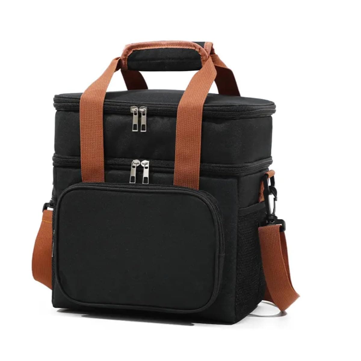 Bolsa Termica Marmita Lancheira Grande Alça Ombro Trabalho Passeio Academia Dois Andares (Bolsa Preta) - Image 1