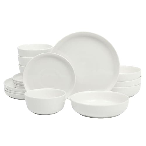 Gibson Home Oslo Porcelain Chip and Scratch Resistant Dinnerware Set, Service for 4 (16pcs), Ceramic Plates and Bowls Dishes Sets, White - Microwave and Dishwasher Safe - Image 1