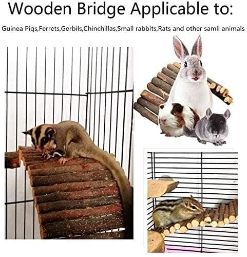 PINVNBY Extra Large Wooden Bunny Ladder Bridge (25 x 15 inches), Rabbits Hideout, House, Tunnel, Rodents Chew Toys for Guinea Pig, Chinchillas, Hedgehogs, Ferrets, Rat thumbnail 5
