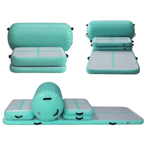 AKSPORT 5pcs Set of Inflatable Gymnastics Air Mat Tumble Track Tumbling Mat Floor Mats with Electric Air Pump for Home Use/Training/Cheerleading/Beach/Park and Water thumbnail 5