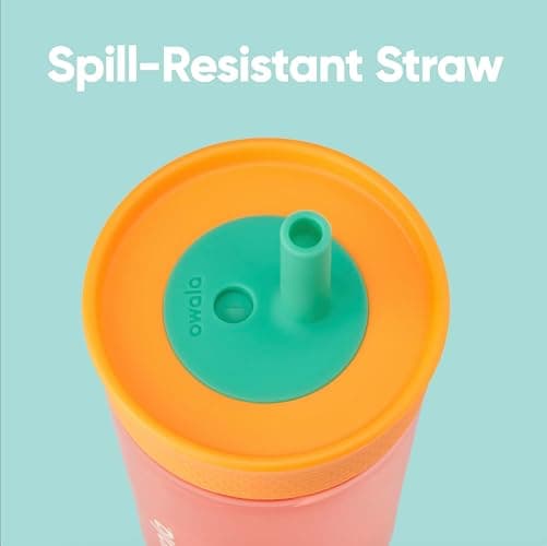 Owala Kids Insulation BPA-Free Plastic Tumbler with Spill Resistant Flexible Straw, Easy to Clean, Kids Water Bottle, Great for Travel, Dishwasher Safe, 15 Oz, Orange and Peach (Watermelon) thumbnail 2