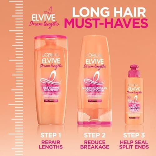 L'Oreal Paris Elvive Dream Lengths Shampoo & Conditioner Kit 28oz + No Haircut Cream Leave-in Conditioner, 6.8 fl. oz. thumbnail 4