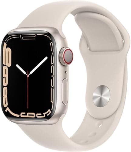 Apple Watch Series 7 (GPS, 41mm) Starlight Aluminum Case with Starlight Sport Band, Regular (Renewed) thumbnail 2