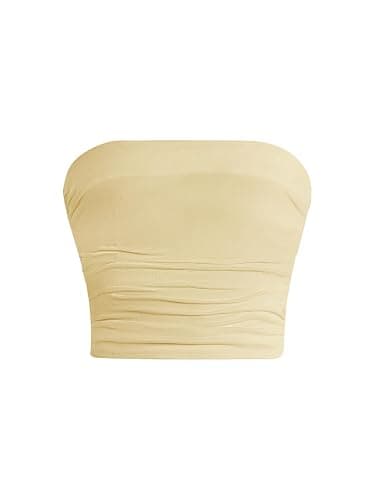 Floerns Girl's Basic Sleeveless Bandeau Kids Strapless Ruched Tube Tops - Image 1