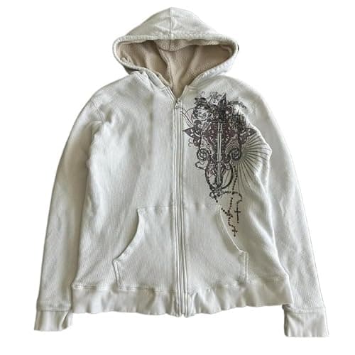 GGOOB Y2k Oversized Zip Up Hoodie Women Men Grunge 2000s Graphic Lightweight Hoodie Gothic Sweatshirts Streetwear thumbnail 5