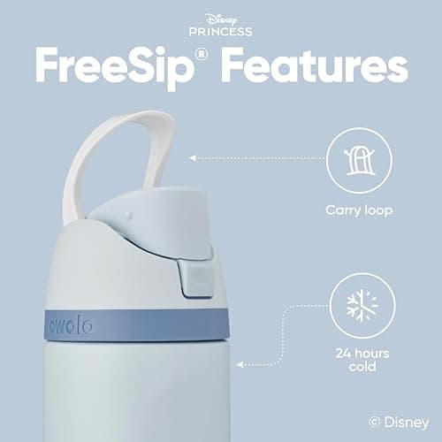 Owala Disney Princess FreeSip Insulated Stainless Steel Water Bottle with Straw for Sports and Travel, BPA-Free Sports Water Bottle, 24 oz, Cinderella - Cinderella - Disney Princess thumbnail 3