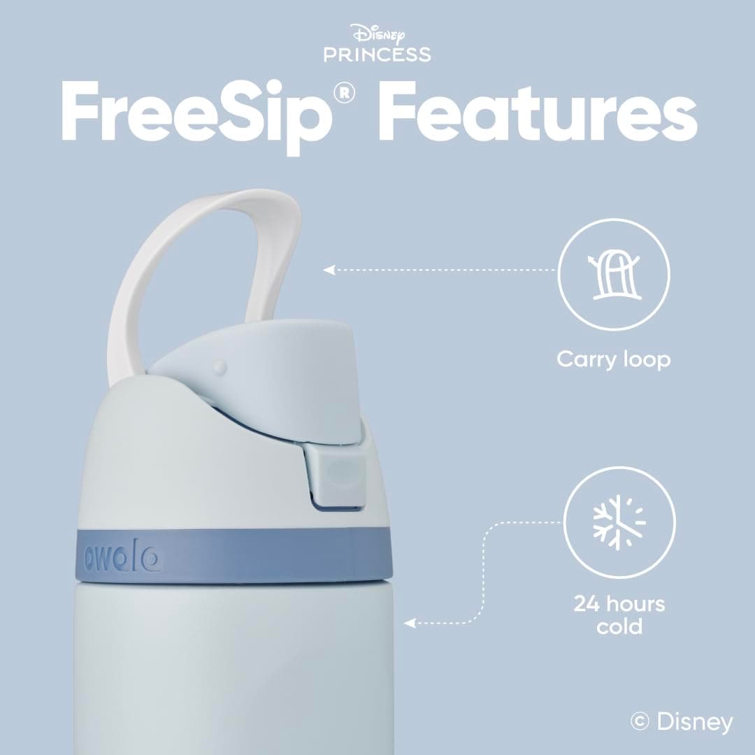 Owala Disney Princess FreeSip Insulated Stainless Steel Water Bottle with Straw for Sports and Travel, BPA-Free Sports Water Bottle, 24 oz, Cinderella thumbnail 3