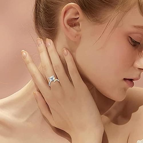 Cute Cat Pet Anxiety Relieve Spinner Rings Kitten Animal Fidget Open Adjustable Ring Sterling Silver Plated Worry Stress Relieving Boredom ADHD Autism Jewelry Stacking Finger Promise Engagement Gift thumbnail 4