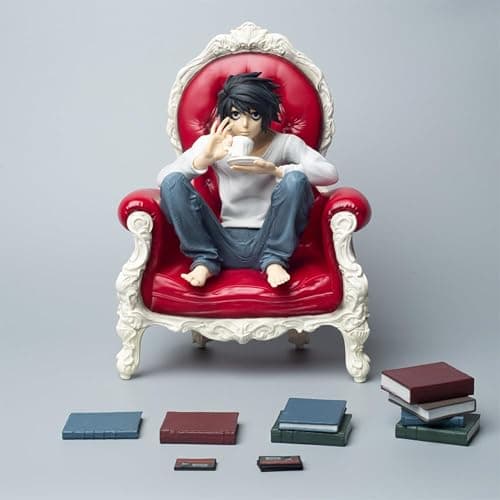 Gooyeh Death Note Figure L Figure anime Statua L Divano seduto Figura Collezione di modelli Ornamento da scrivania Regalo di compleanno 24 cm thumbnail 5