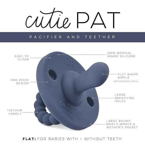 Ryan & Rose Cutie PAT All-in-One Pacifier and Teether Massaging Teething Ring and Hideaway Binky for Growing Babies (Prep (3 Pack), Flat) thumbnail 3