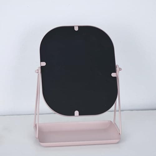 Tstarer Rotating Metal Makeup Mirror with Storage (Pink) | Vanity Mirror for Desk, Bathroom, Bedroom, Dressing Table thumbnail 5