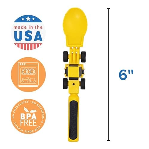 Constructive Eating Plate and Utensils Set - USA-Made Toddler Dinnerware with Divided Plates (Construction) thumbnail 5