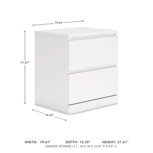 Signature Design by Ashley Onita Contemporary 2 Drawer Nightstand, 21.75" Tall, White thumbnail 3
