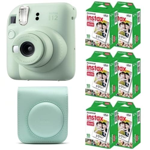 Fujifilm Instax Mini 12 Instant Film Camera (Mint Green) w/Case + Extra Film - Image 1