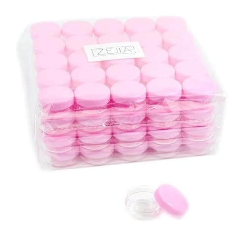 ZEJIA 3 Gram Sample Containers with Lids, 25 Count Tiny Sample Jars, 3ML Makeup Cosmetic Containers for Lip Balms, Lotion, Powder, Beauty Products(Pink Lids) thumbnail 7