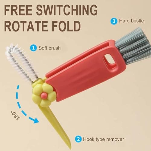 3 in 1 Cup Lid Cleaning Brush, 2024 New Crevice Cleaning Brush Set for Baby Bottle Gap Tight Spaces Cup, 3 in 1 Multifunctional Cleaning Brush Portable Cup Lid Cleaner with Brush(E) thumbnail 7