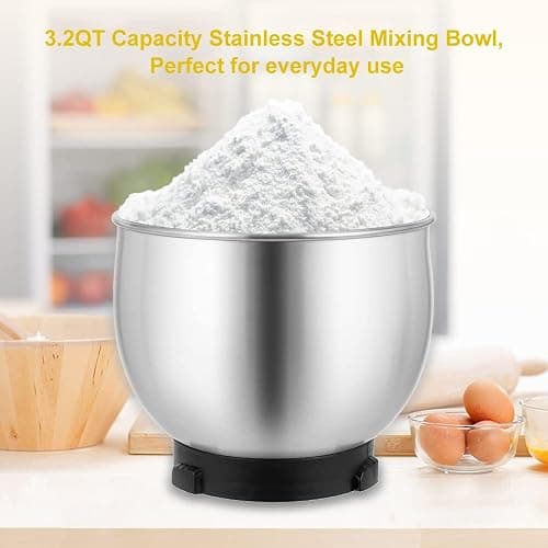 Kitchen in the box Stand Mixer,3.2Qt Small Electric Food Mixer,6 Speeds Portable Lightweight Kitchen Mixer for Daily Use with Egg Whisk,Dough Hook,Flat Beater (Pink) thumbnail 7