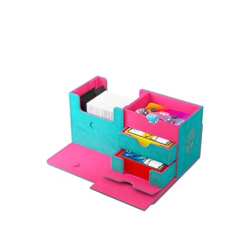 Gamegenic The Academic 133+ XL Premium Deck Box | Double-Sleeved Card Storage | Card Game Protector | Holds Up to 122 Cards Plus Game Accessories | Teal/Pink Color | Made thumbnail 9