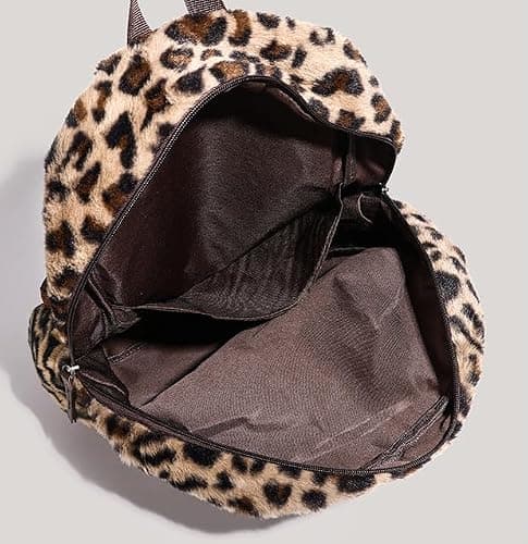 HOKMAH Fashion Backpack y2k Purse Backpack, Cute Fuzzy Daypack Grunge Alt Emo Shoulder Bag Cheetah Chic Coquette Harajuku Bag (leopard print) thumbnail 3