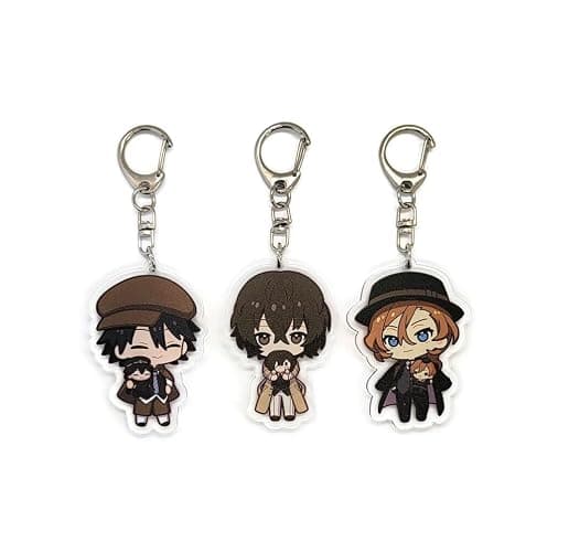 EBTY DREAMS Inc. - Set Of 3 Bungou Stray Dogs Acrylic Keychain Osamu Dazai, Chuuya Nakahara, Ranpo Edogawa v1 - Image 1