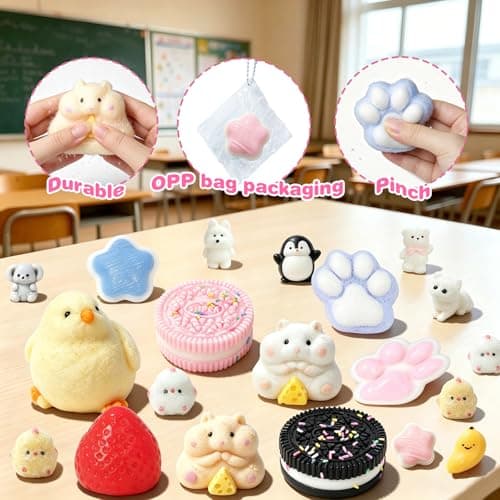 20Pcs Taba Squishies Pack Toys, Including Assorted Animal & Food Squishy Toy, Stress Relief Fidget Toys for Party Favors Birthday Gift OPP Packaging thumbnail 3