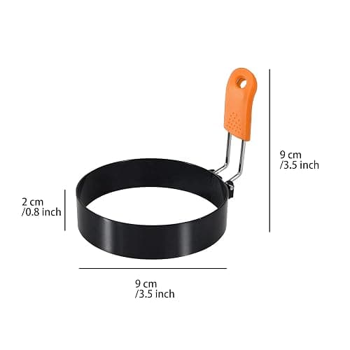 3.5" Egg Rings Set of 4 with Silicone Handle, Large Ring for Frying Eggs, Round Mold for English Muffins - Griddle Cooking Shaper for Indoor Camping Breakfast Sandwiches w/Silicone Oil Brush thumbnail 3