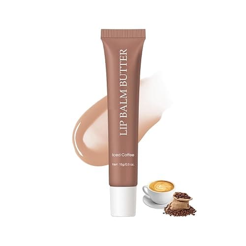 Summer Lip Glossy Butter Lip Balm, Lip Gloss Set, Soothing Lip Skincare, Instant Moisture, Lightweight, Nourish, Hydrate, Moisturizing Tint, Non-Sticky, Long-lasting (Iced Coffee, Large) - Image 1
