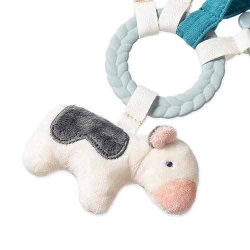 Itzy Ritzy Farm Toy Gift Set - Includes Cow Lovey & Farm-Themed Busy Ring Car Seat and Stroller Toy - Features Crinkle Sounds, Engaging Textures & Silicone Teething Relief (Farm) thumbnail 8