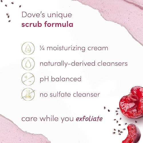 Dove Cherry & Chia Milk Body Scrub Exfoliates and Deeply Nourishes for Smooth, Radiant Skin 15 oz thumbnail 6