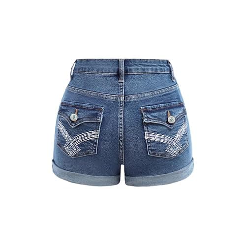 Nivne Tco Tween Girls Denim Shorts with Embroidered Back Pockets, Rolled Hem & 5-Pocket Distressed Zipper Fly Jean Shorts - Image 1