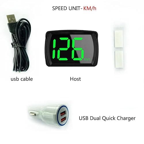 Shkalacar Car HUD Headup Display KM/H MPH GPS Digital Speedometer with LED Large Font Display + Car Charge Adapter for Car Truck SUV Motorcycle thumbnail 7