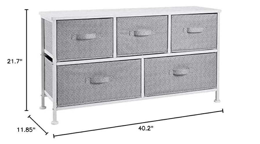 Amazon Basics Extra Wide Fabric 5-Drawer Storage Organizer Unit for Bedroom Closet, White thumbnail 3