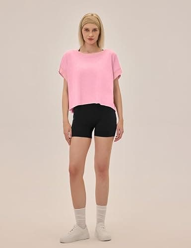 UNIANKIYA Open Back Workout Tops for Women Loose Fit Athletic Crop Tee Short Sleeve Gym Running Yoga Shirt thumbnail 3