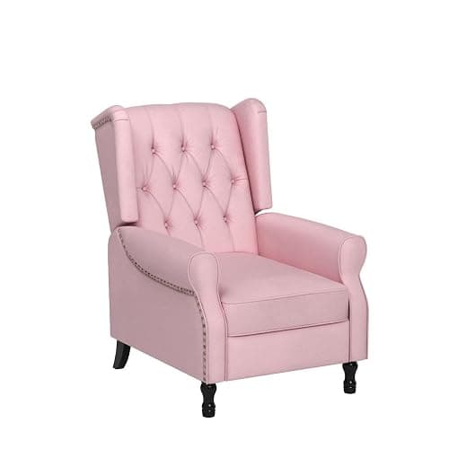 Altrobene Velvet Accent Chair, Push Back Recliner Chair, Wingback Arm Chair for Living Room/Bedroom/Home Theater/Reception Area, Pink thumbnail 4