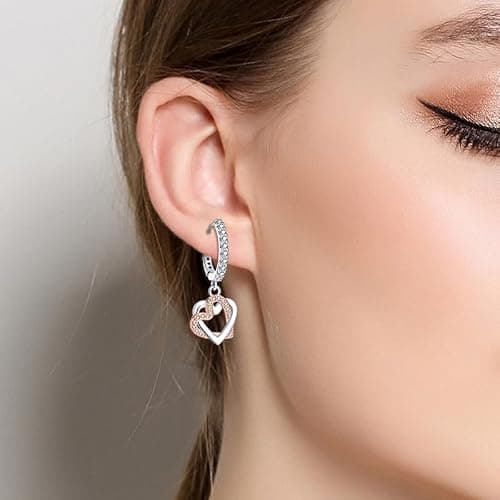 TINSLO 925 Sterling Silver Women Earrings, Sparkling Star and Moon Earrings, Various Hypoallergenic Earrings, Best Gift for Women thumbnail 4