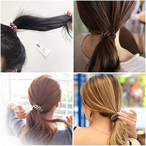 Spiral Hair Ties Set - 10 Piece Medium Coil Elastics for Thick Hair, Multicolor No-Crease Telephone Cord Plastic Ties for Women and Girls (Matte Color) thumbnail 7