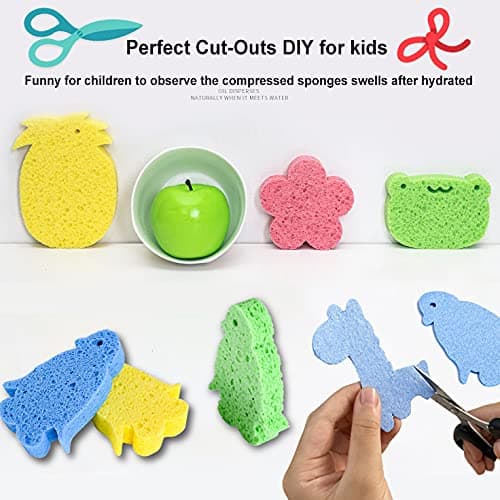 METUUTER 12-Count Kitchen Sponges- Compressed Cellulose Sponges Non-Scratch Natural Dish Sponge for Kitchen Bathroom Cars, Funny Cut-Outs DIY for Kids thumbnail 4
