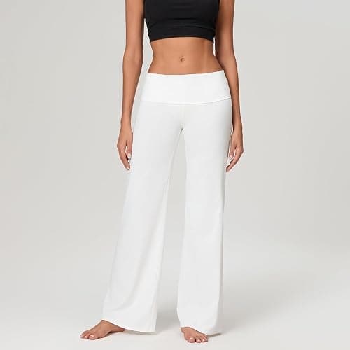 DSORVICD Women Fold Over Leggings Low Rise Wide Leg Flared Sweatpants Lounge Yoga Pants Back to School Clothes for Teens thumbnail 6