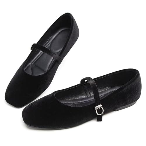 LUXINYU Flats for Women Dressy Square Toe Ankle Strap Mary Jane Shoes Casual Slip On Flats Comfortable Ballet Flats thumbnail 2