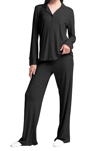MANBEIYA Womens Pajama Sets 2 Piece Button Down Long Sleeve Soft Knitted Sleepwear Pjs Lounge Sets Nightwear - Image 1